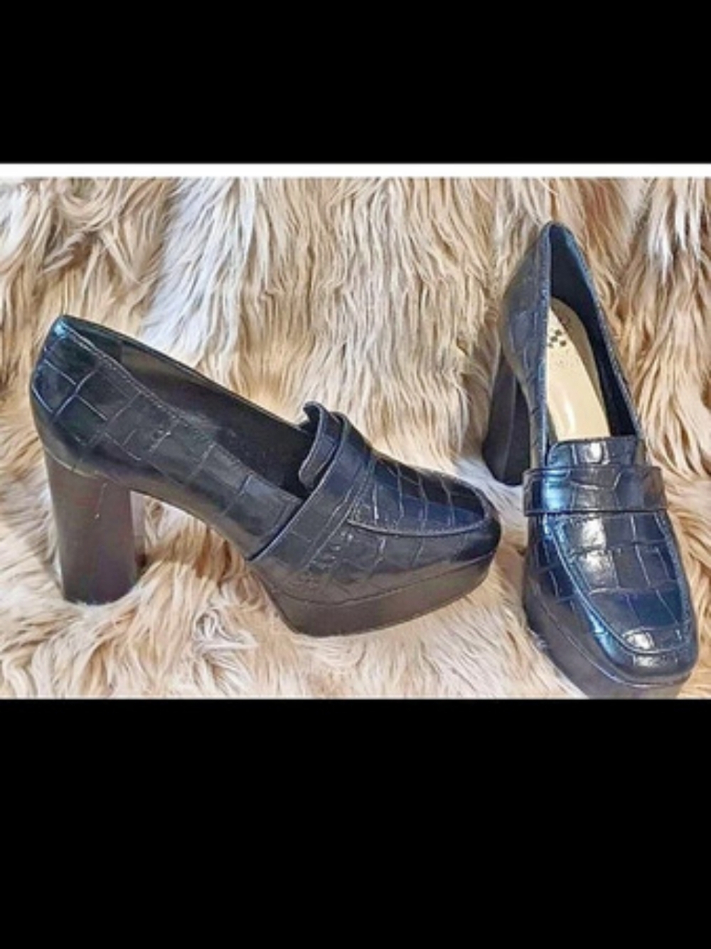 Vince Camuto Eshnie Block Heel Loafer Black
